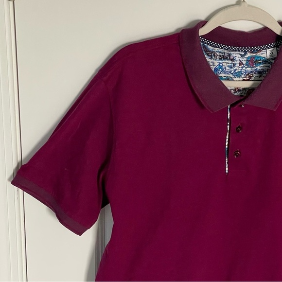 Robert Graham Men's Purple Red Lucifer Short Sleeve Knit Polo Shirt 35493 - Picture 3 of 15